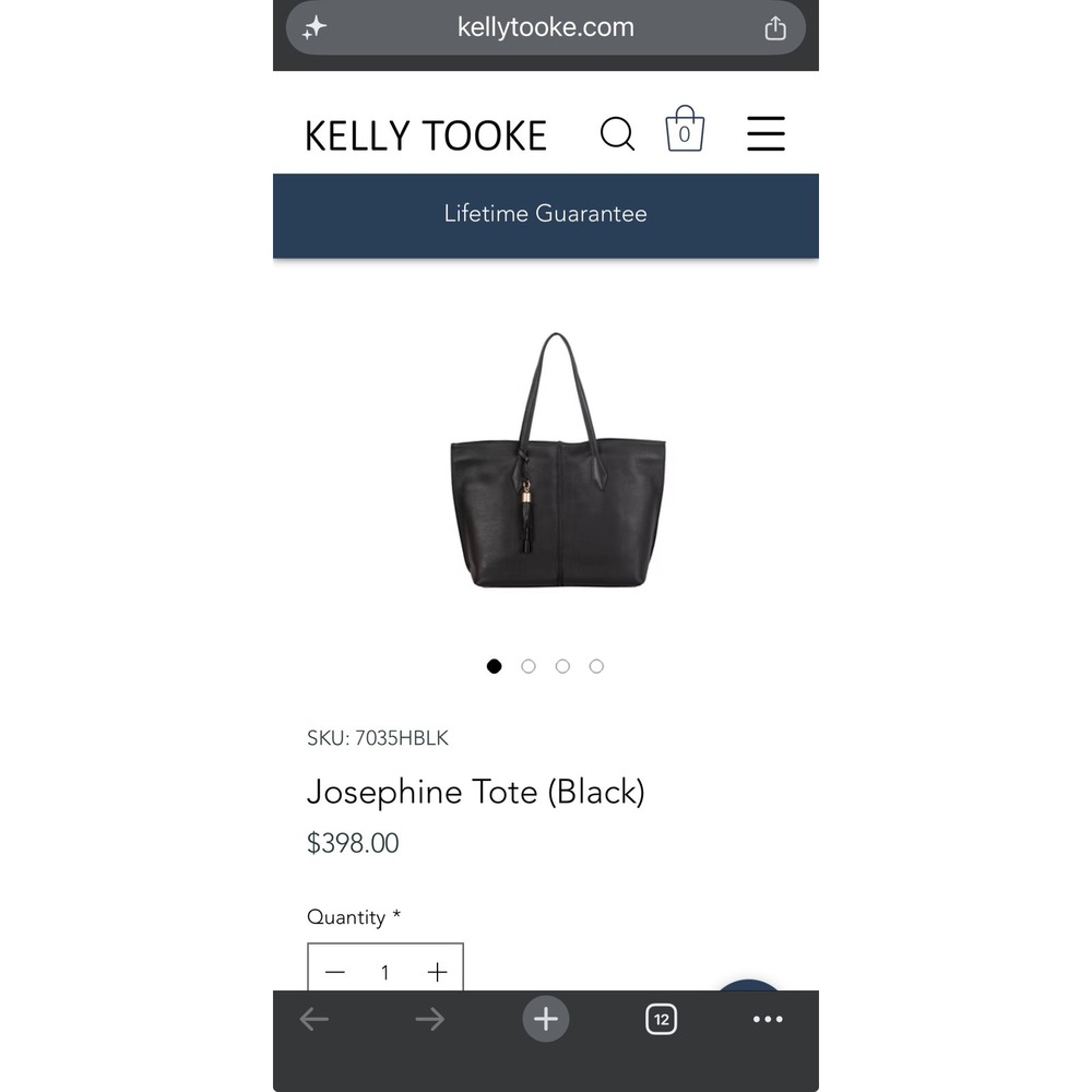 Kelly Tooke Black Leather Tassel Tote Bag Minimalist Shoulder Bag Gold Hardware - Picture 2 of 10